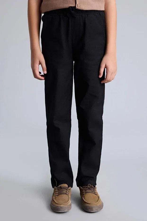 Детские брюки для мальчиков хлопковые Regular Fit Defacto, Black — фото 4