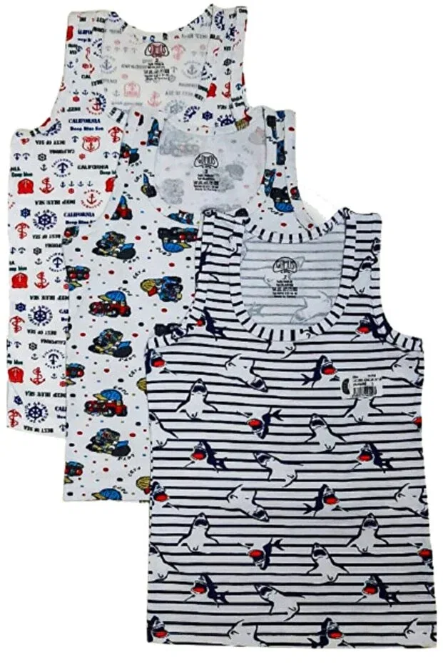 Детское для мальчиков хлопковое комплект маек Silver Gümüş Iç Giyim, White-Blue-Red
