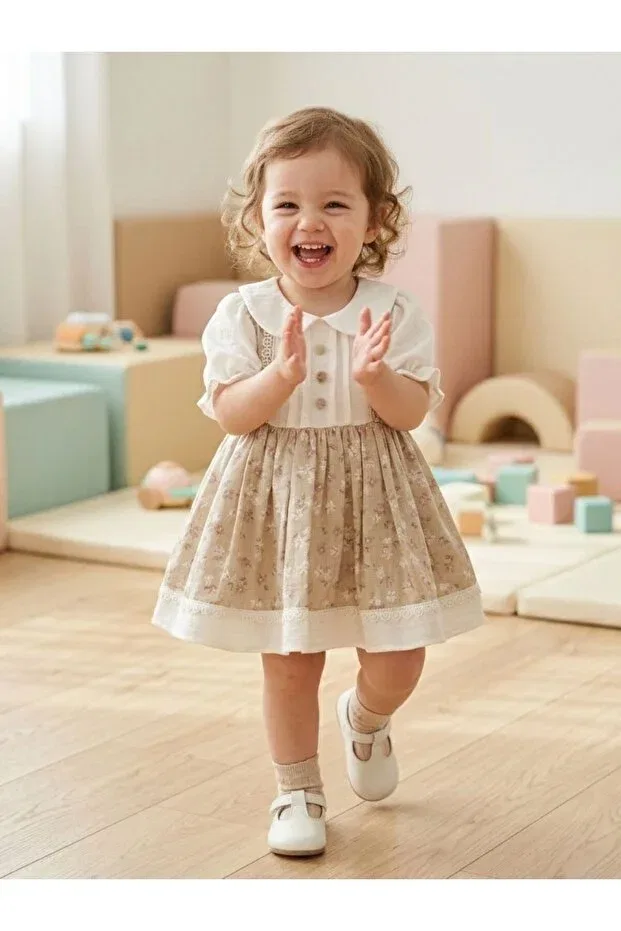 Детское платье для девочек с коротким рукавом Cherrys Bebek, Green