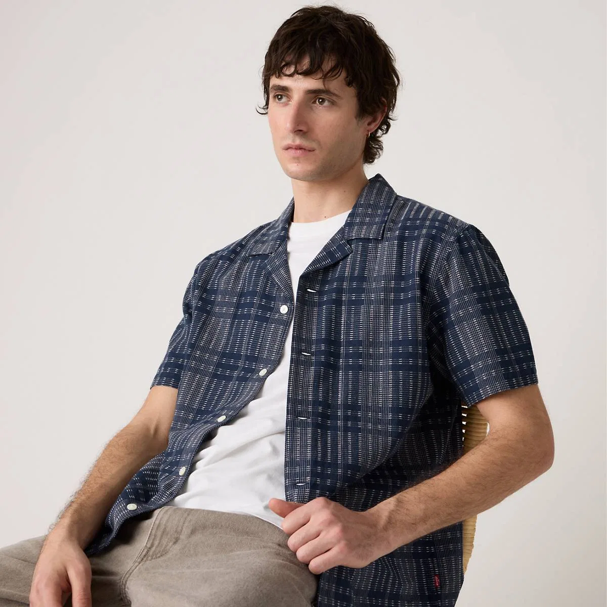 Стандартная хлопковая льняная походная рубашка Sunset Levi's, Zoe Plaid Dobby - Blue — фото 2
