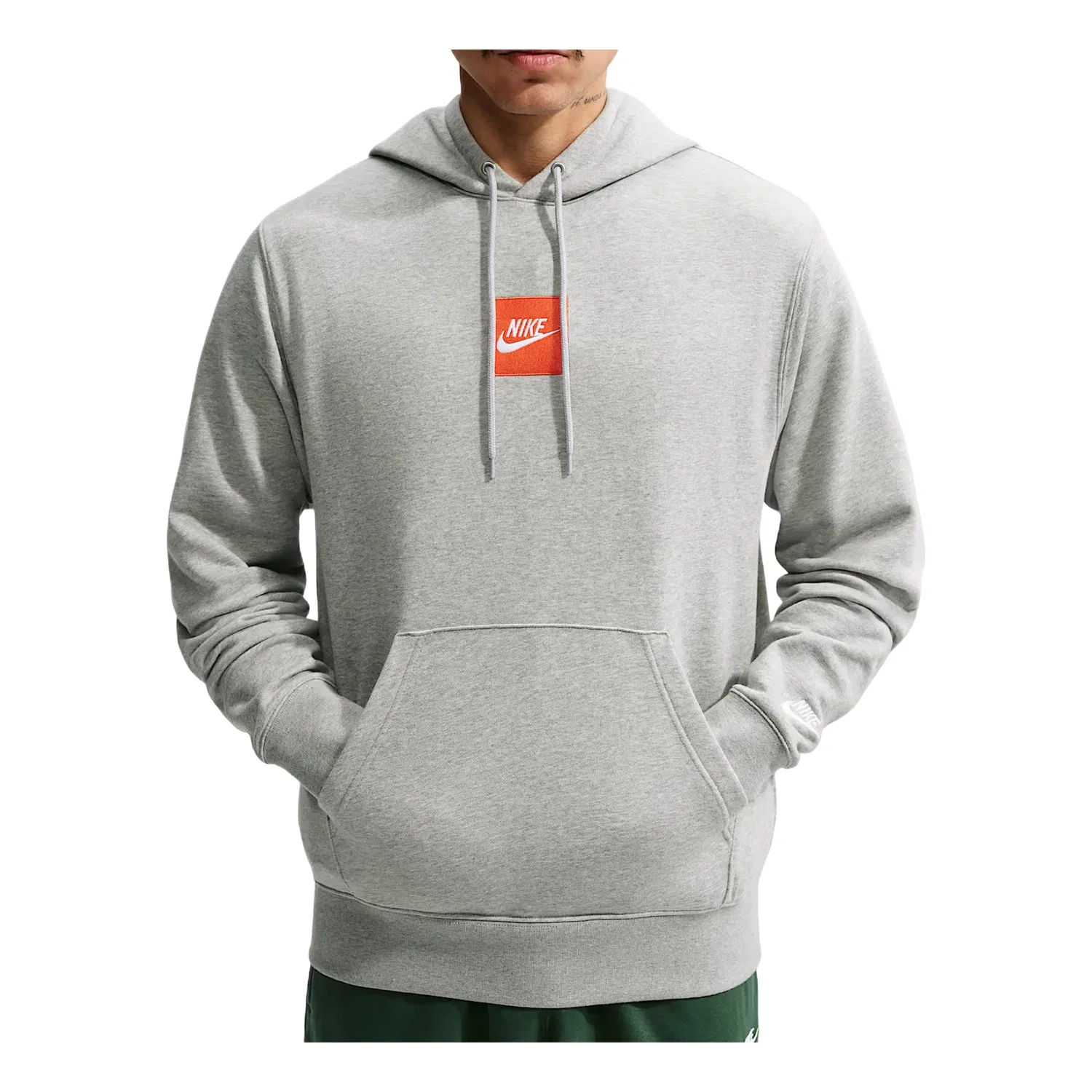 Мужское худи из футера с капюшоном Nike Sportswear Club French Terry Dark Grey Heather Light Smoke Grey White, серый