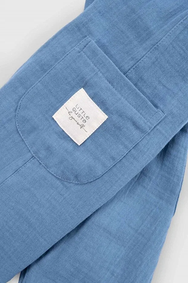 Детский комбинезон хлопковый Organic Cotton Baby Salopet Little Gusto, Blue — фото 3