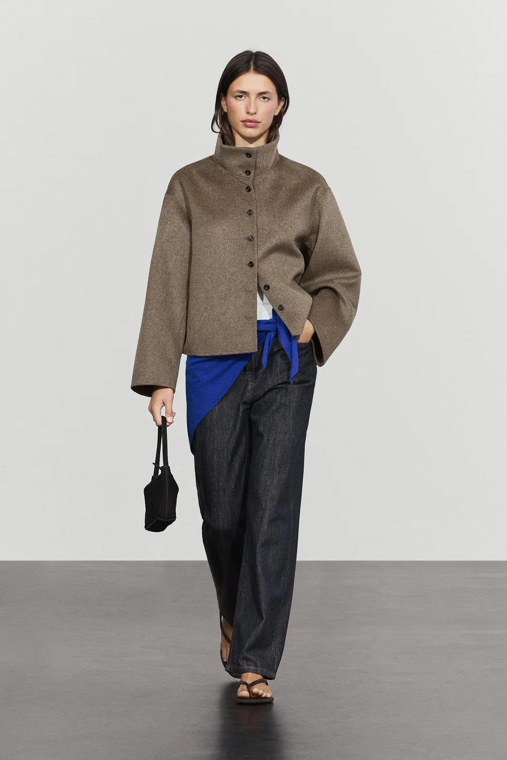 Куртка Massimo Dutti, с воротником-стойкой, коричневый