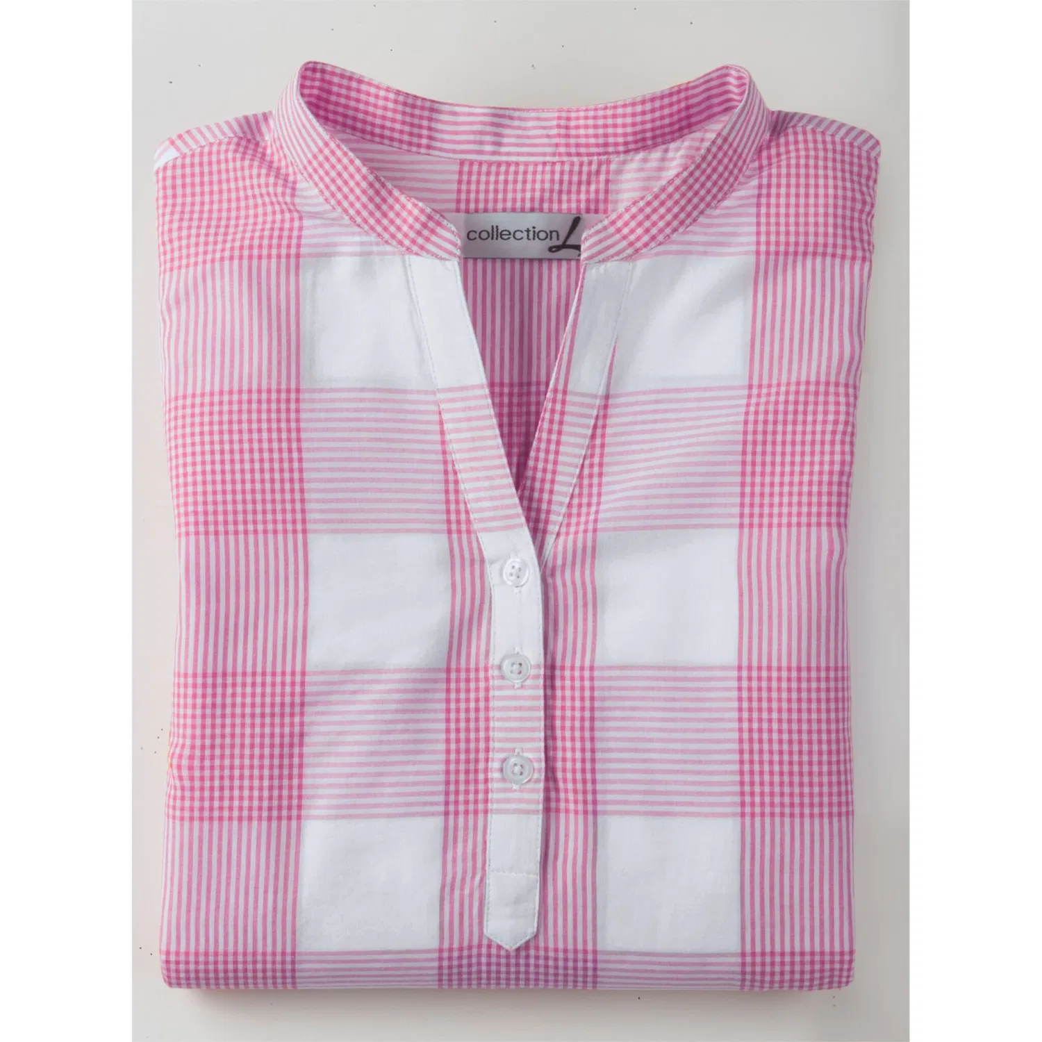 Женская блуза свободного кроя в клетку Casual Looks, Pink/White — фото 4