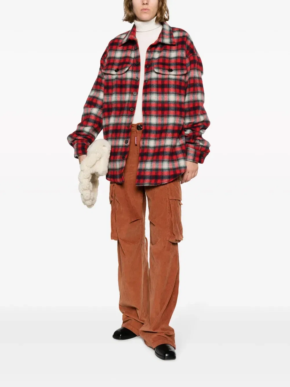 Клетчатая рубашка с длинными рукавами Dsquared2, красный — фото 2