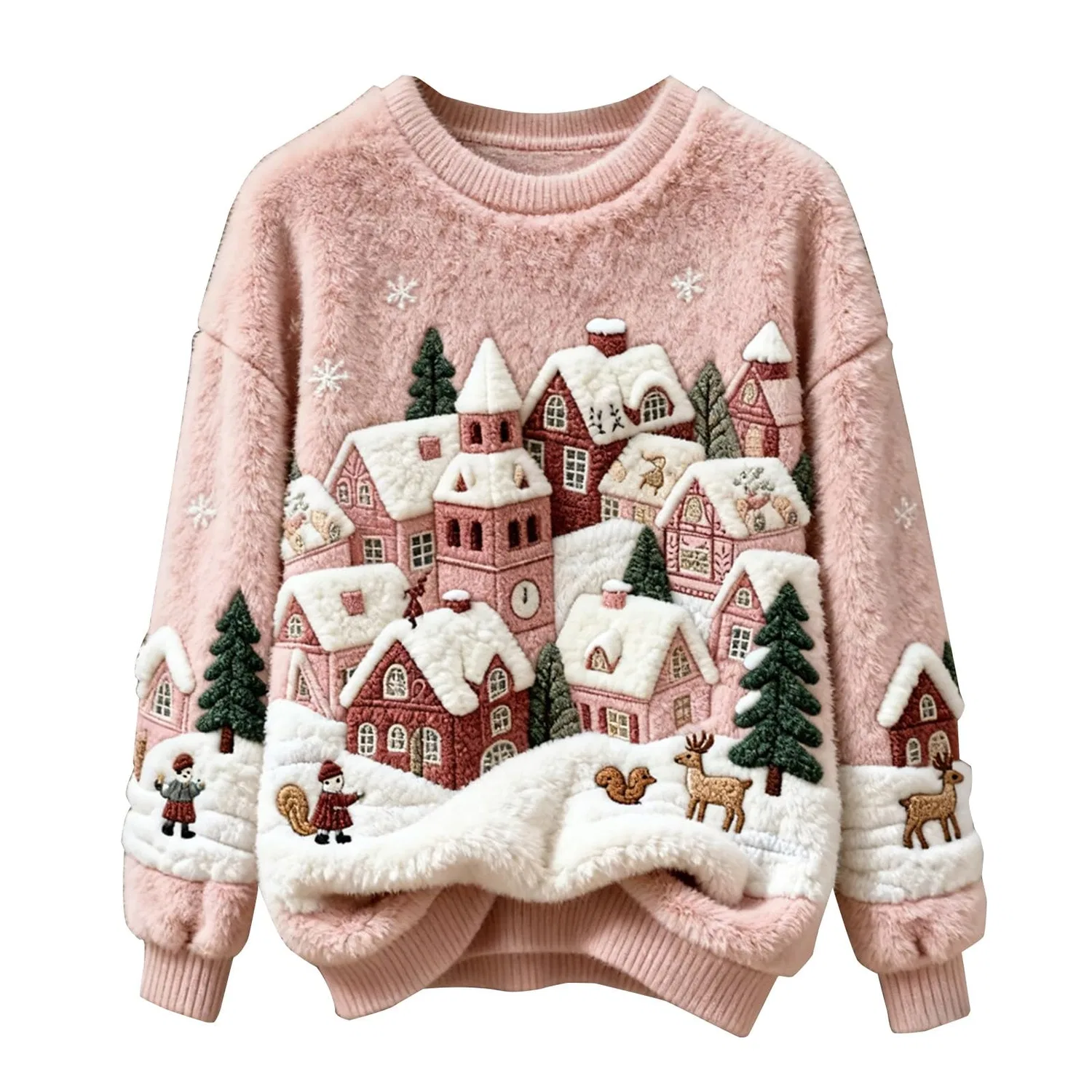 Женский свитер с принтом Christmas Sweater, Pink