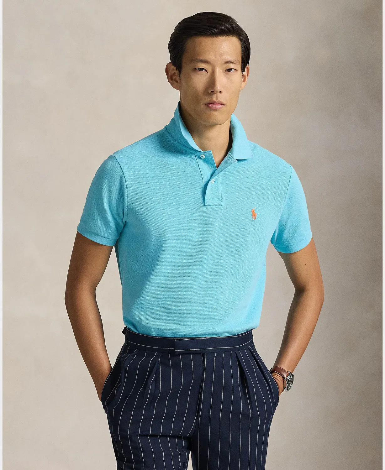 Мужское поло из пике с коротким рукавом Polo Ralph Lauren, Celeste