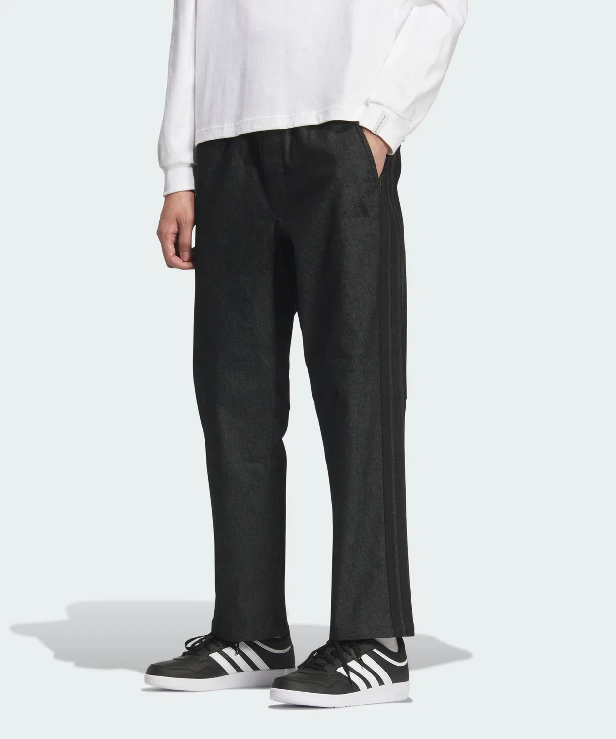 Мужские спортивные брюки с открытым низом, модель Essentials Plus, Adidas, Black