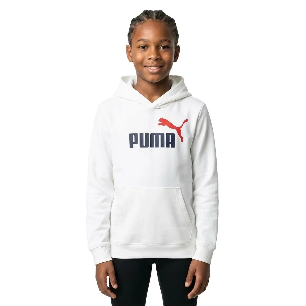 Детский худи для девочек с принтом Ess 2 Color N?1 Logo Puma, White — фото 2