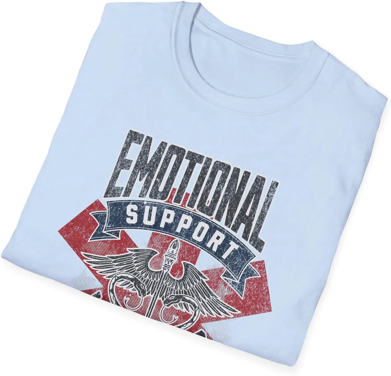 Женская футболка с принтом Emotional Support Husband Gildan 64000, Light Blue — фото 4