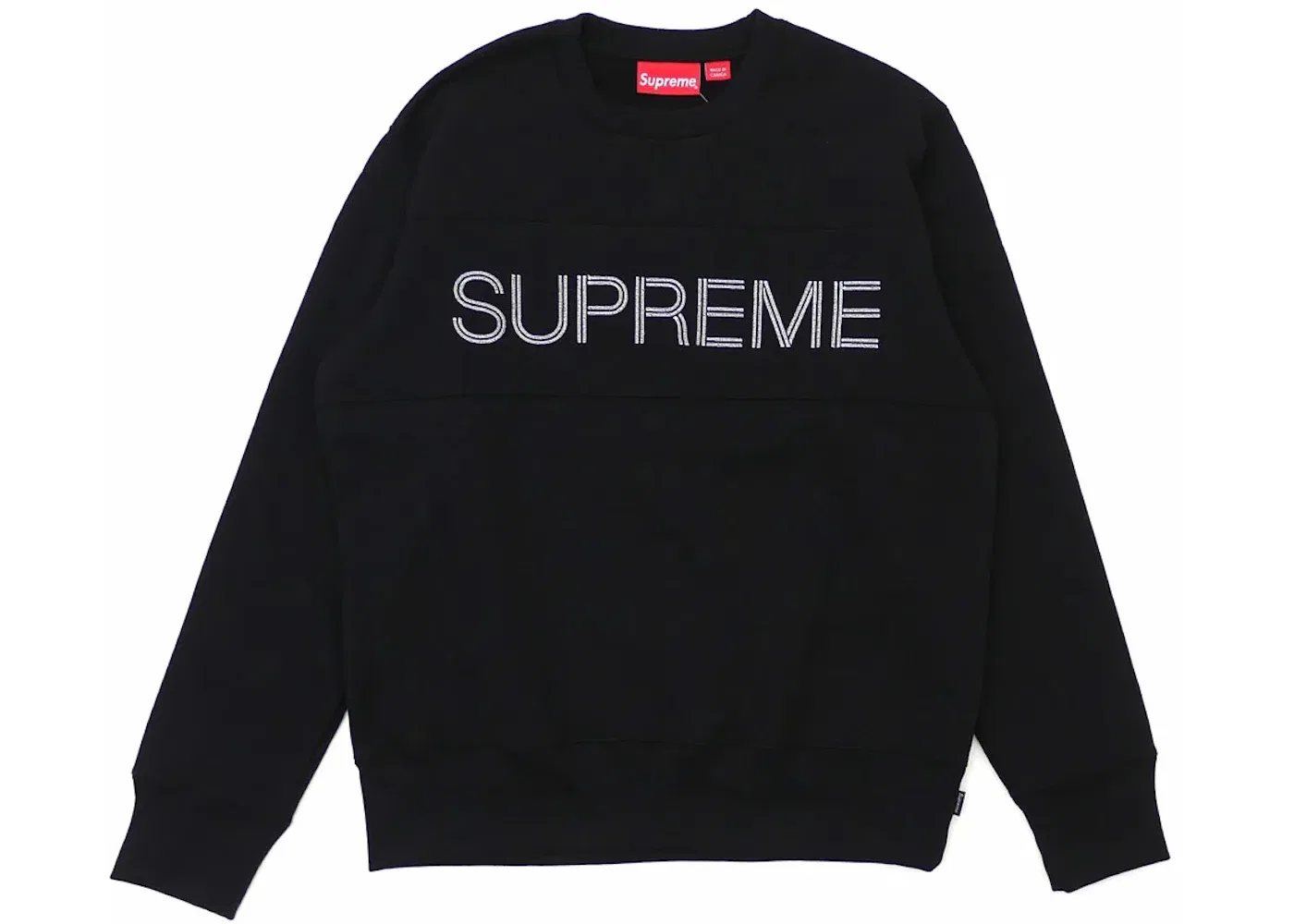Мужской свитшот с вставкой Supreme Zig Zag Stitch Panel Crewneck Supreme, Black