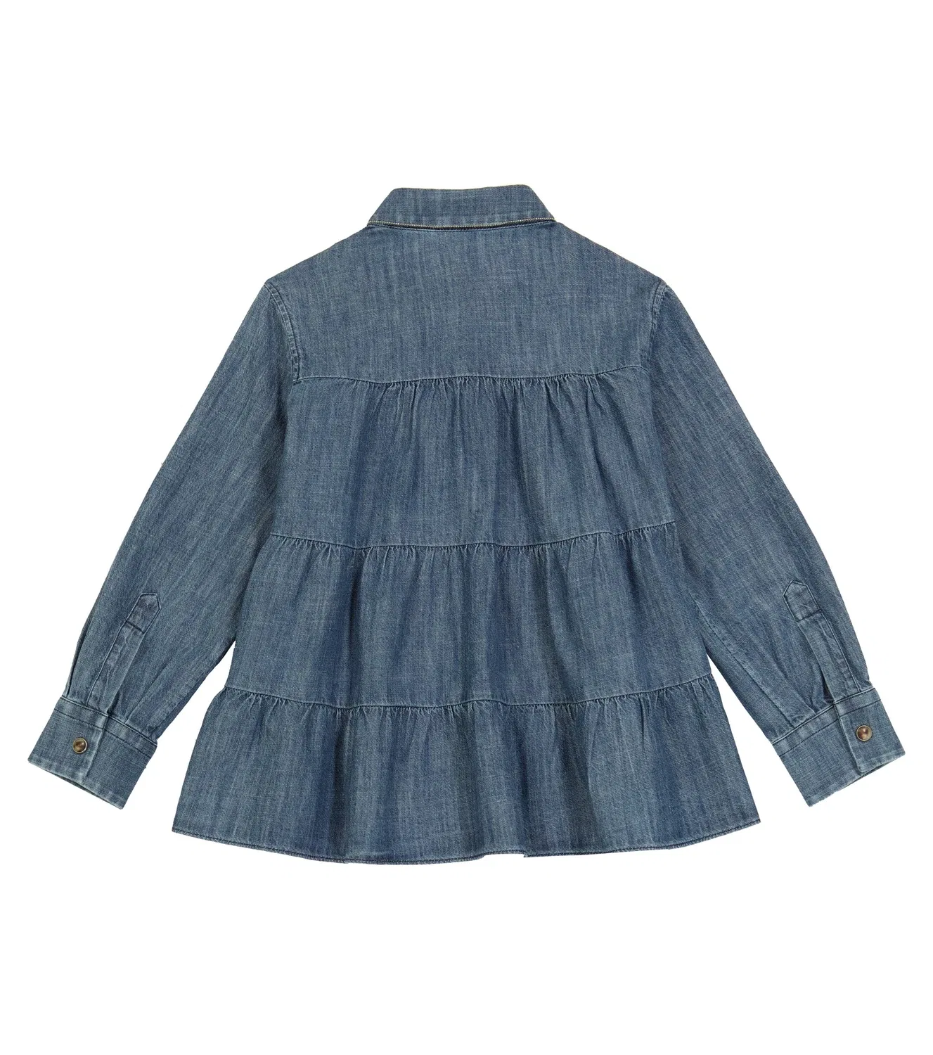 Блузка из денима с многослойным дизайном Brunello Cucinelli Kids, синий — фото 4
