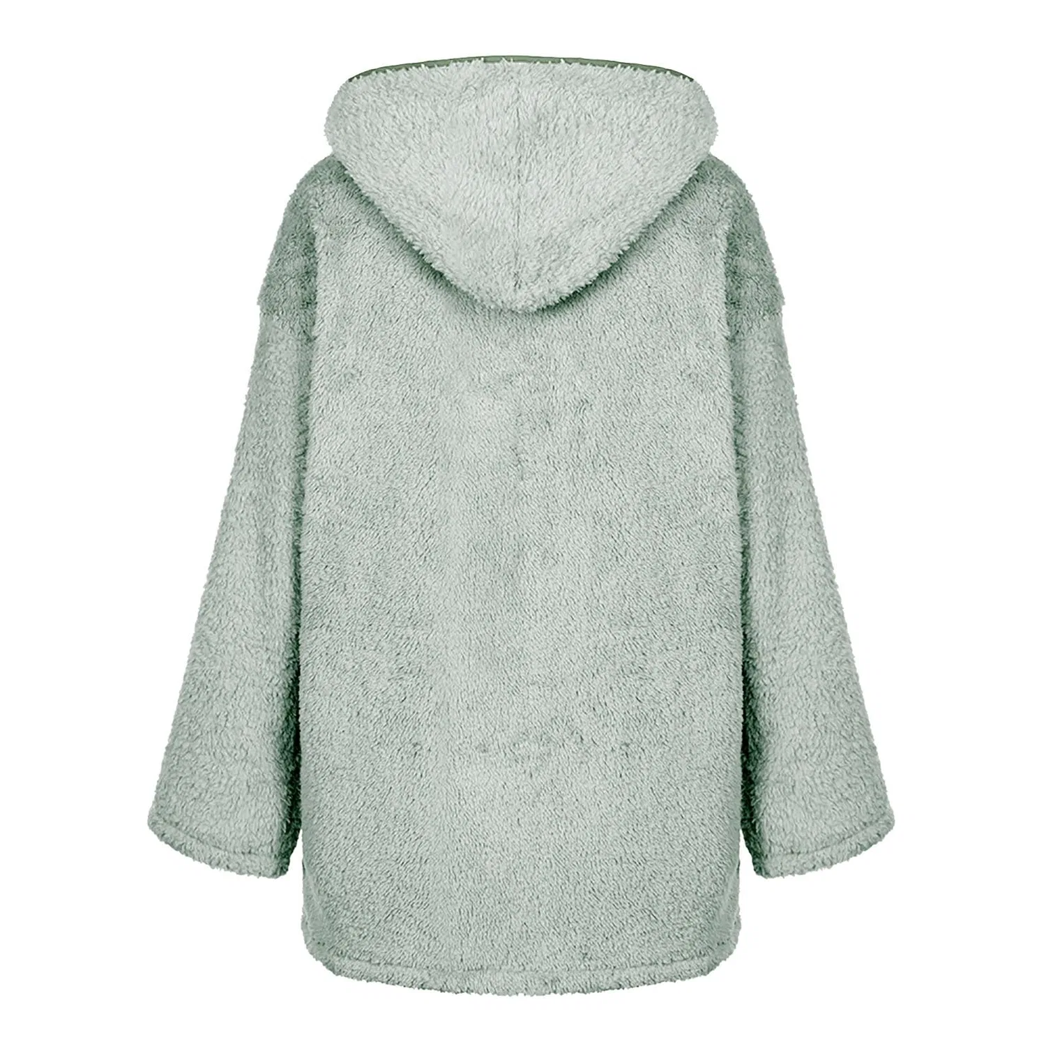Женское кардиган из искусственного кашемира с молнией, модель Solid Color Pullover Hoodie Sweatshirt, Verde — фото 4