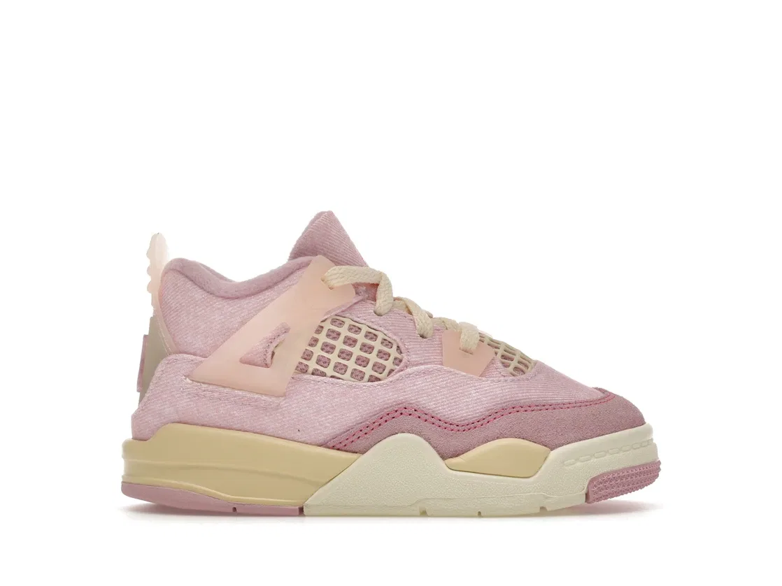 Детские кроссовки Lifestyle с перфорацией Jordan 4 Retro, Iced Carmine/Coconut Milk/Muslin/Pinksicle