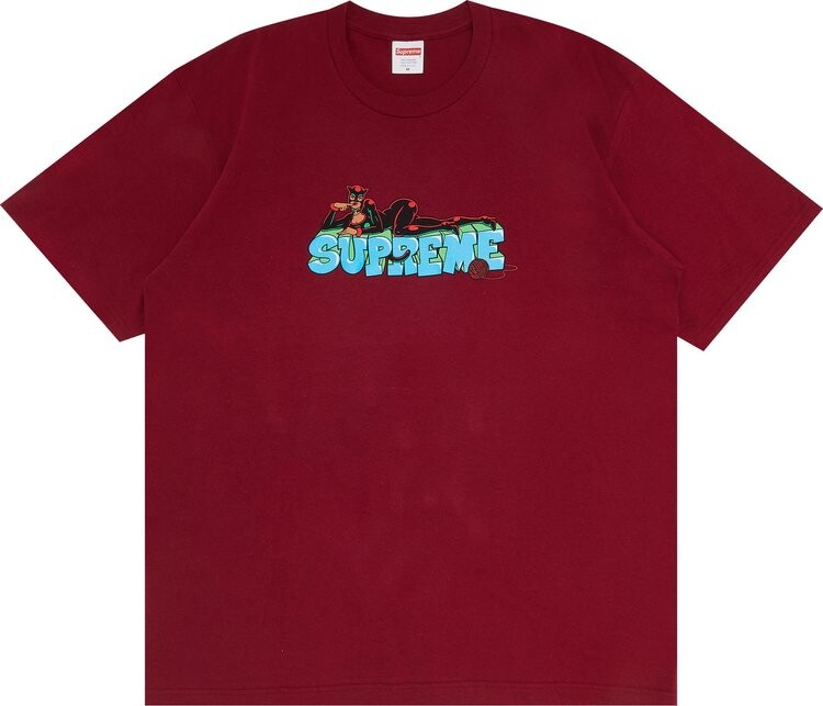 Футболка Supreme Catwoman Tee 'Cardinal', красный — фото 2