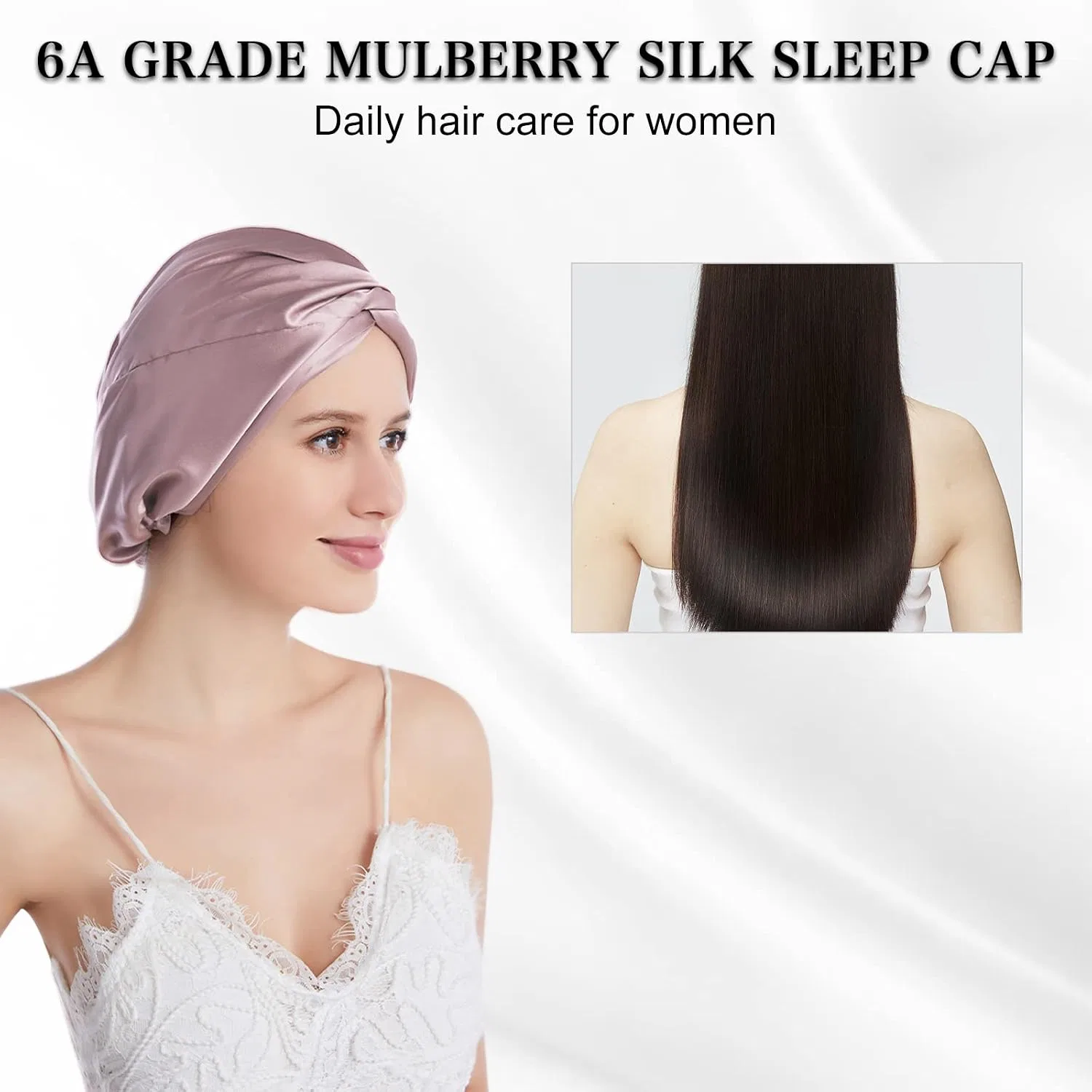 Шапочка для душа из 100% натурального шелка Mulberry, 1 шт, Bean Paste Sobonny — фото 2