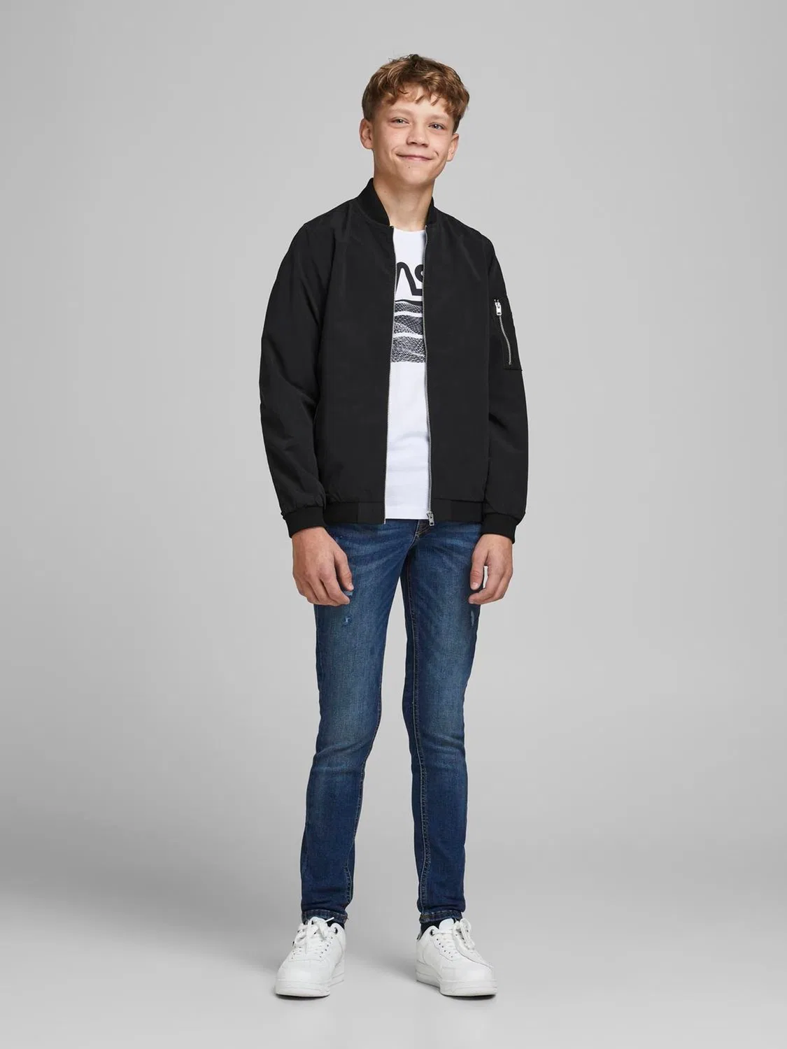 Бомбер легкий JACK & JONES JUNIOR, черный — фото 2