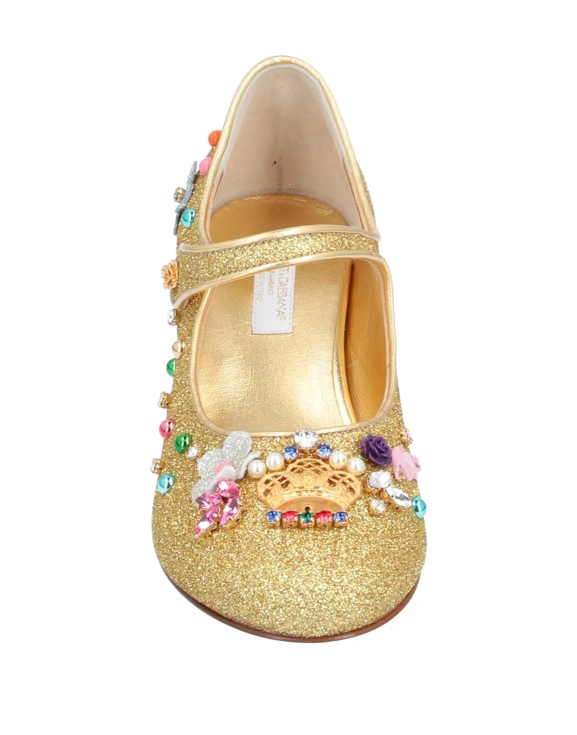 Детские балетки для девочек с блестками Mary Jane Ballet Flats Dolce&Gabbana, золотой — фото 4