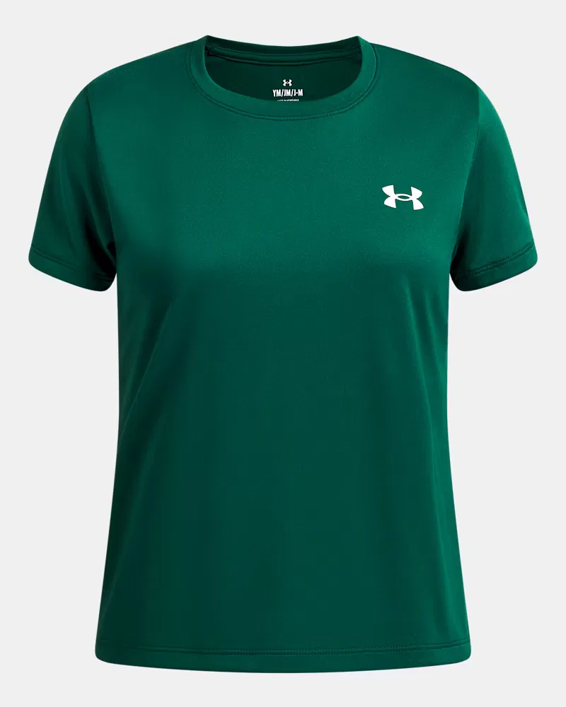 Футболка для девочек с коротким рукавом из быстросохнущей ткани UA Tech UnderArmour, Campus Ivy/White