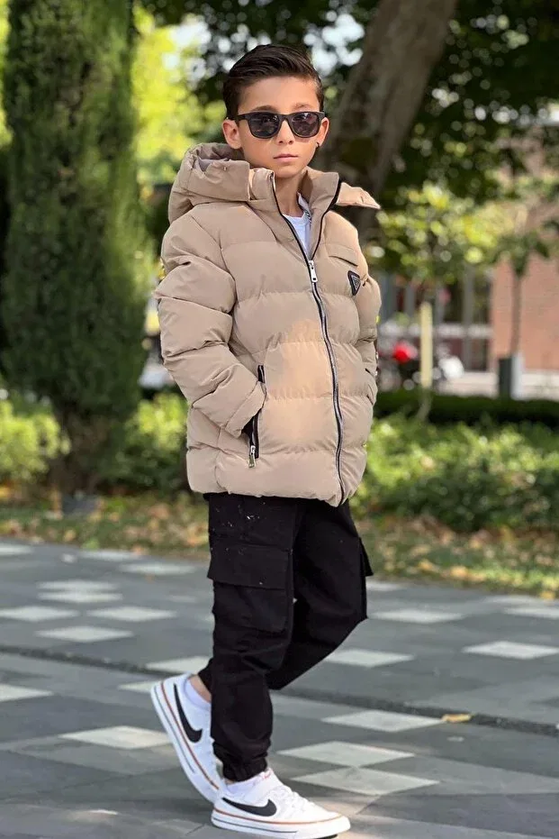 Детское пальто для девочек с капюшоном Pina Kids, Camel — фото 2
