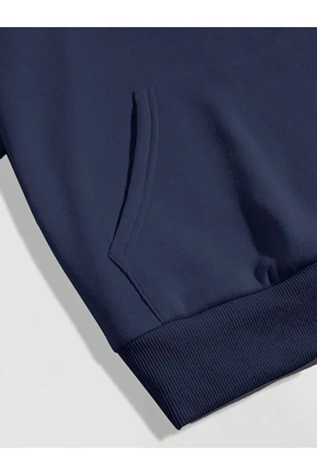 Детские свитшот для мальчиков с принтом Thick and hooded children's sweatshirt with coffee cups Serays Moda, Navy Blue — фото 3