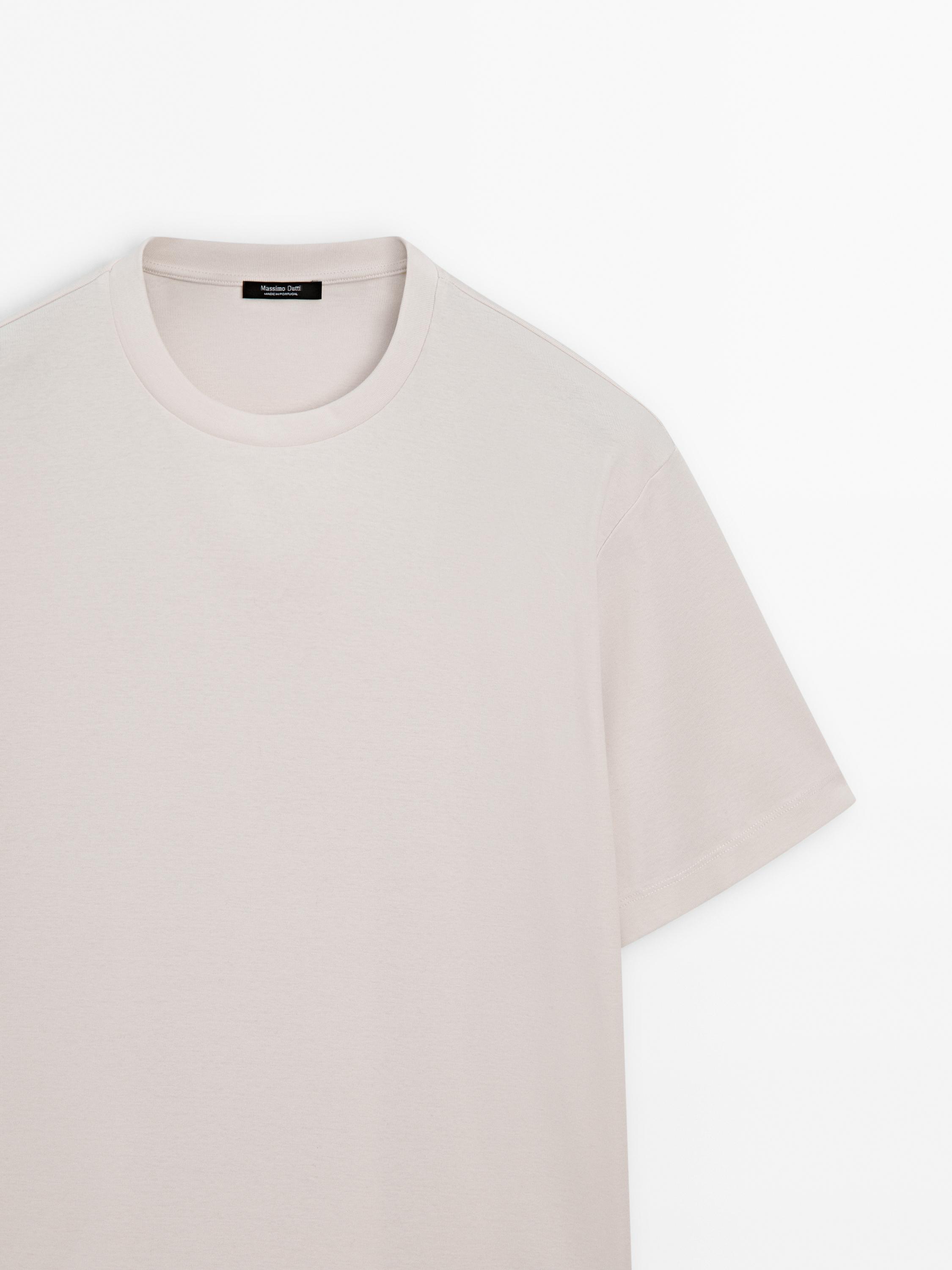 Футболка Massimo Dutti 100% Mercerised Cotton, кремовый — фото 2