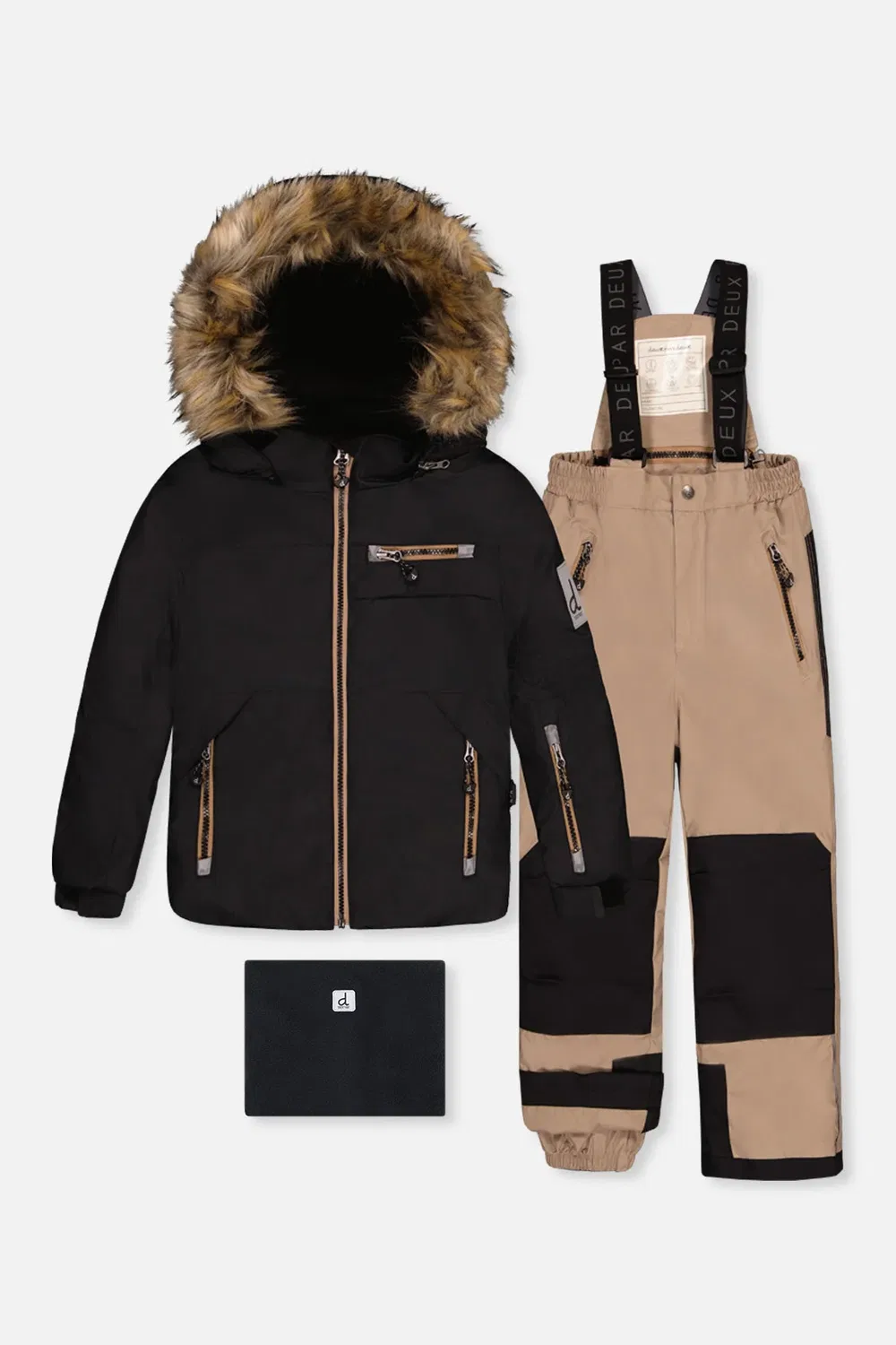 Детский комбинезон для мальчиков зимний утепленный комплект Two Piece Play Snowsuit Deux par Deux, Black and Beige
