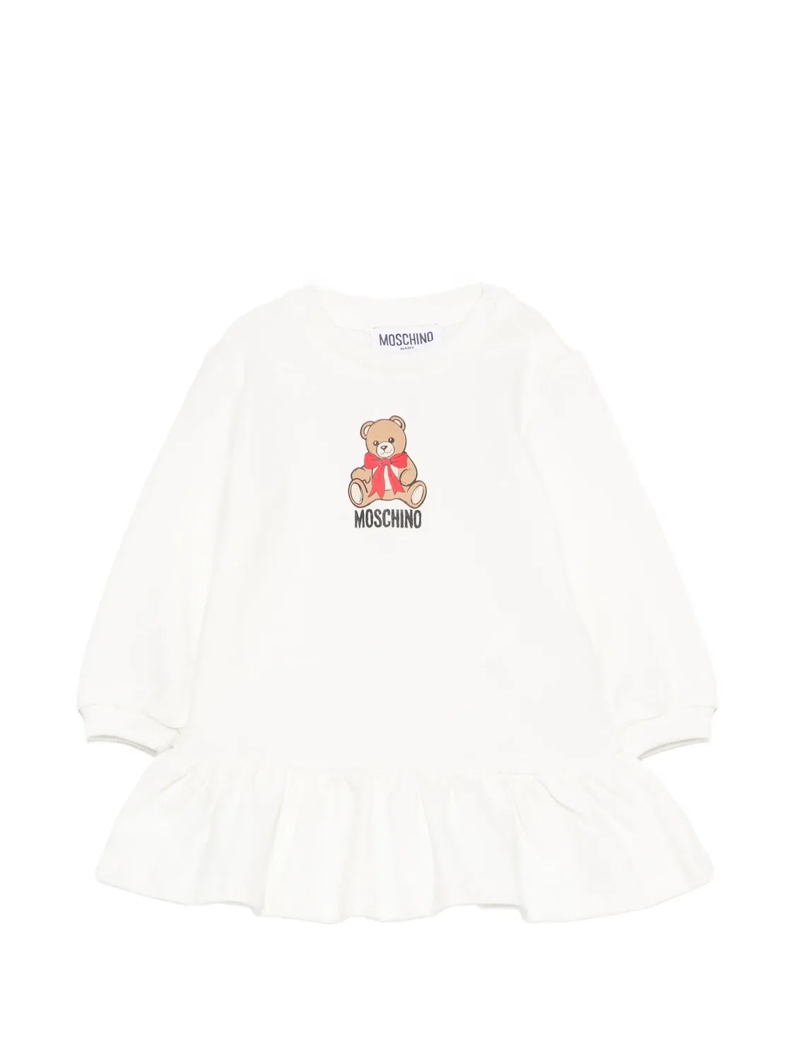 Платье с рюшами Teddy Bear белое Moschino, белый