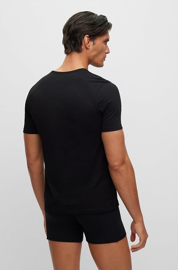 Комплект футболок Boss Logo Embroidered Cotton, 3 предмета, черный — фото 3