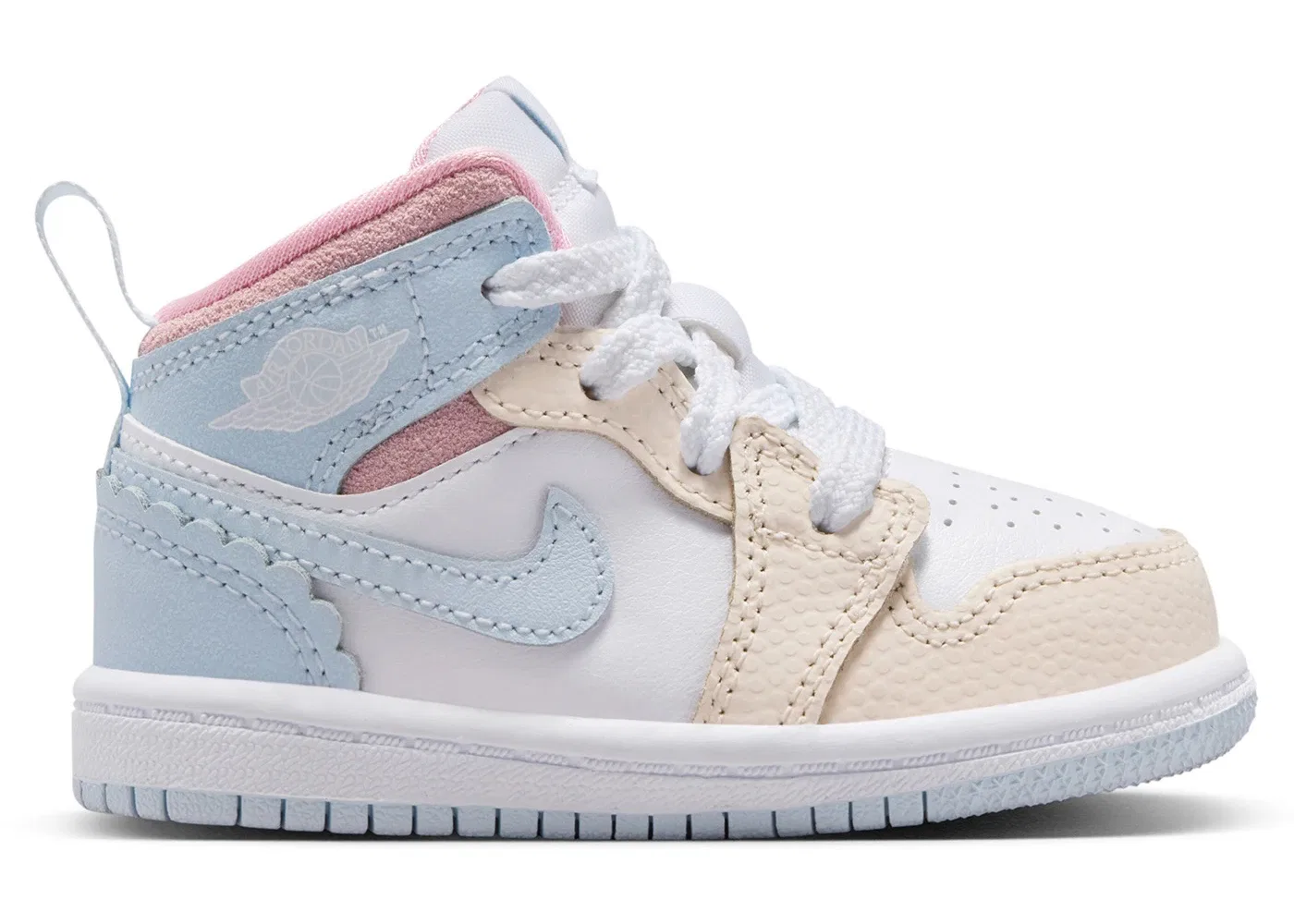 Детские кроссовки с принтом Jordan 1 Mid SE Jordan, Half Blue Pale Ivory White Half Blue