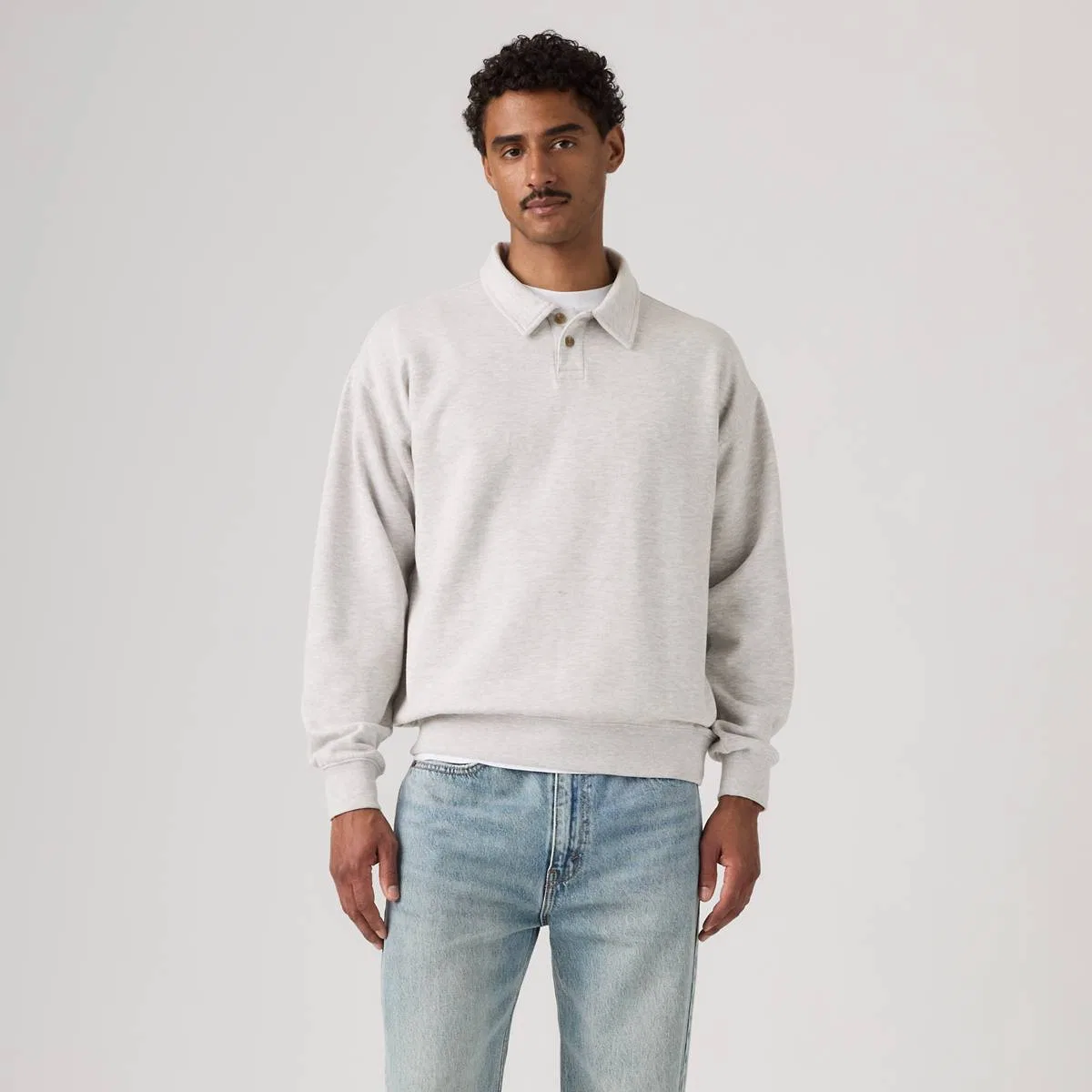 Толстовка для регби Leo Levi's, Light Gray Heather Bros - White — фото 3