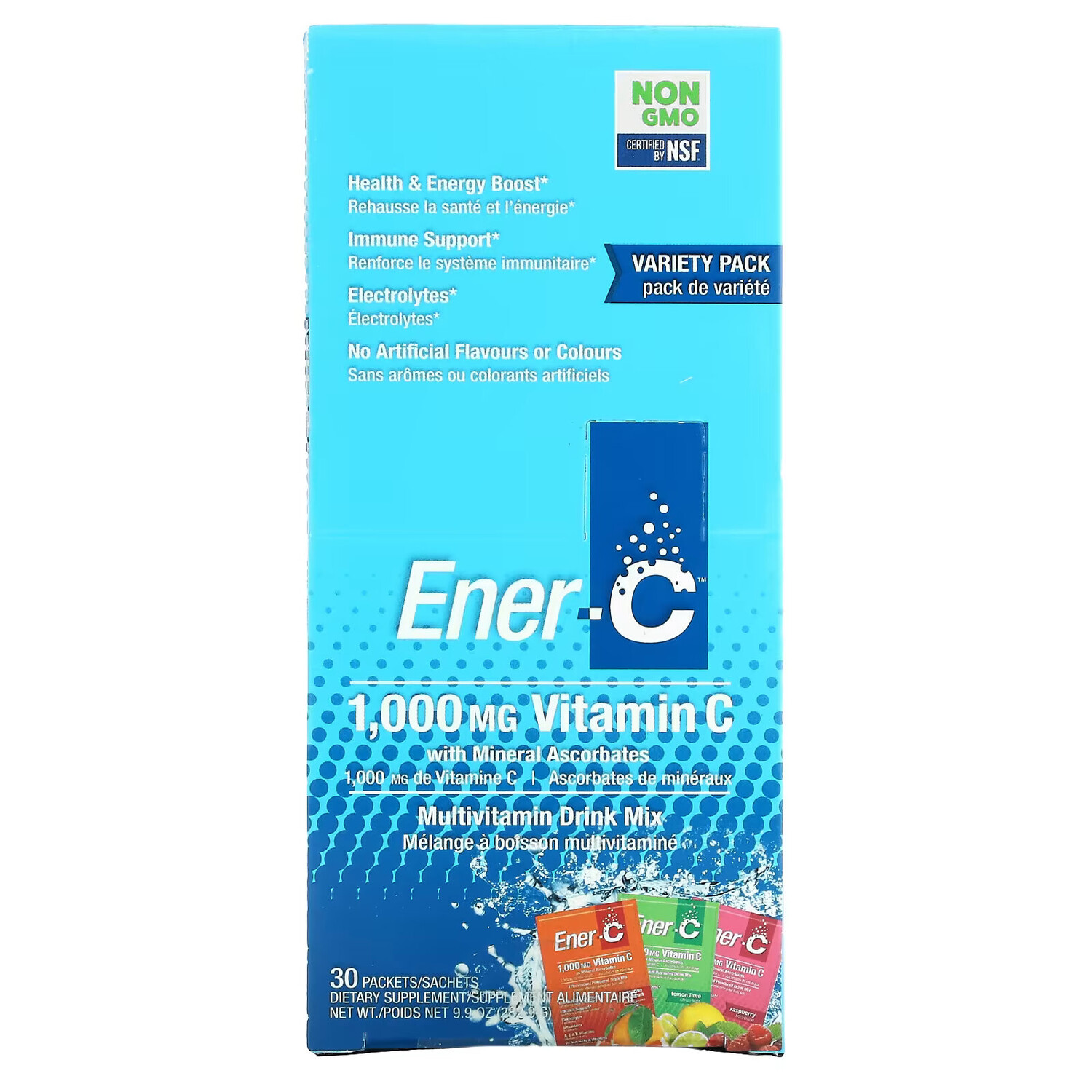 

Ener-C, витамин C, смесь для приготовления мультивитаминного напитка, ассорти, 1000 мг, 30 пакетиков, 282,9 г (9,9 унции) в каждом