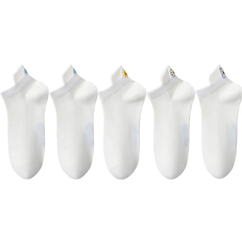 Детские носки-невидимки 5 пар, с принтом, Lightning 2 Pack+Halogen Heater+Sunflower+White Bunny, MIIOW