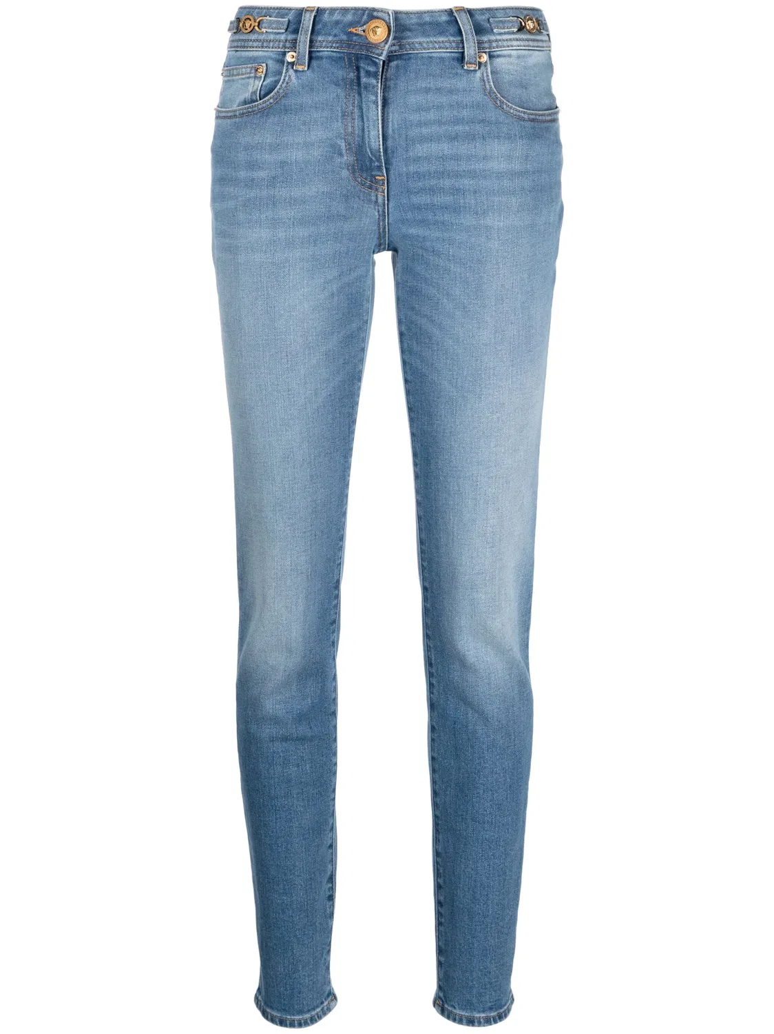 Джинсы SKINNY с мотивом головы Медузы Versace, синий