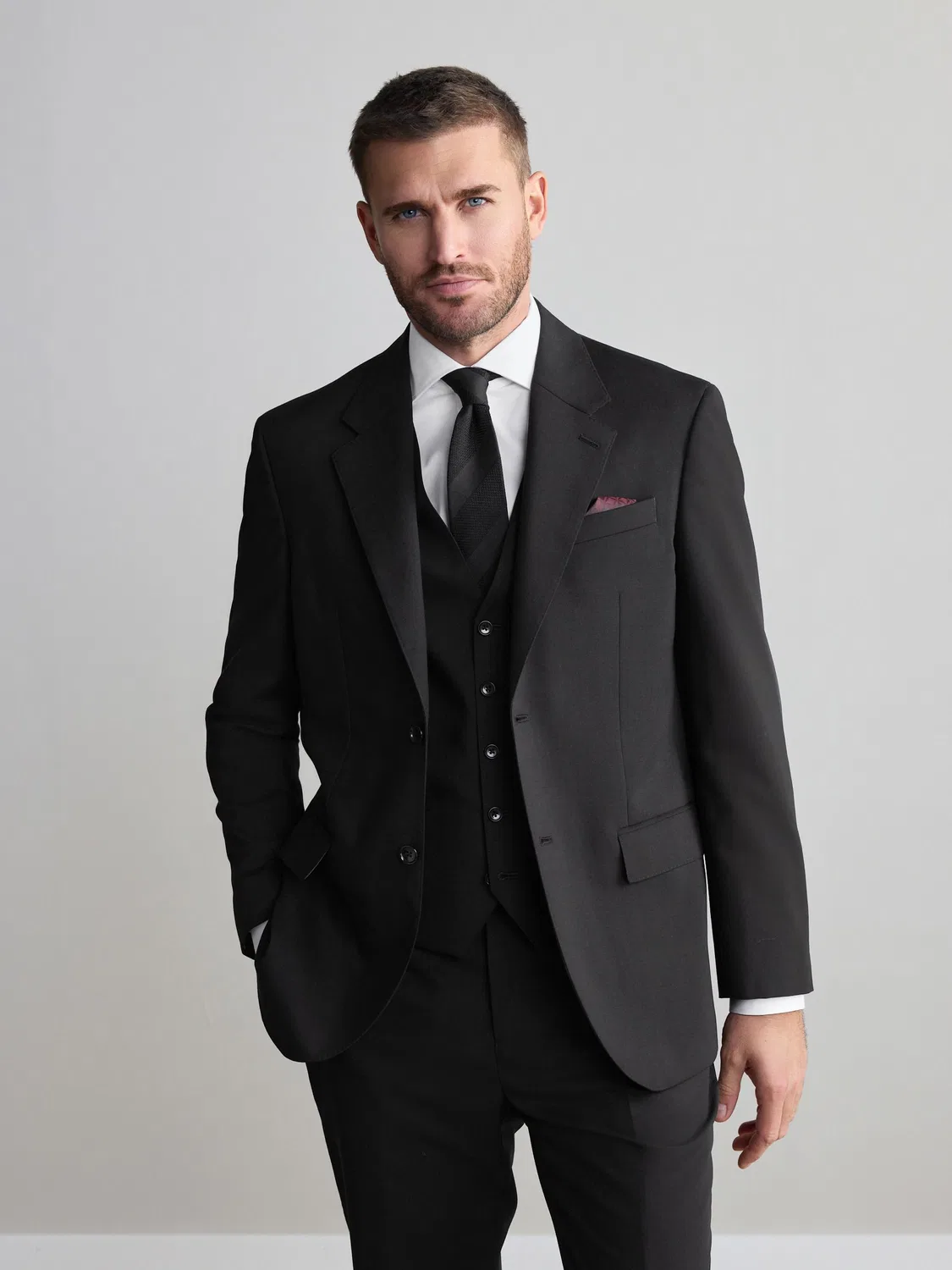 Пиджак Regular Fit Signature Nova Fides 100% итальянская шерсть Next, черный