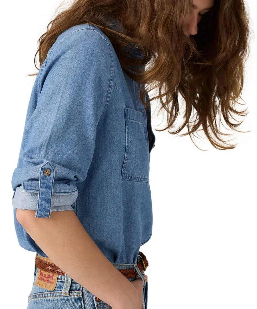 Женская джинсовая рубашка Utility с длинным рукавом Levi's, Midtown Blue — фото 3