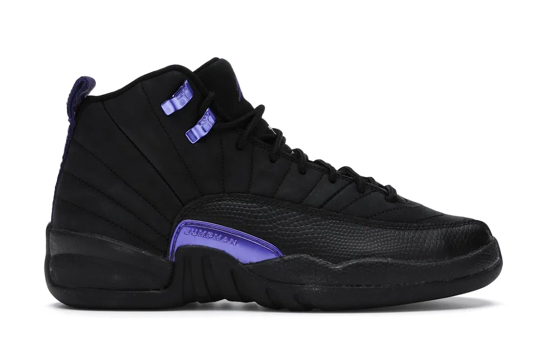 Детские кроссовки с двухцветным дизайном Jordan 12 Retro, Black/Black-Dark Concord