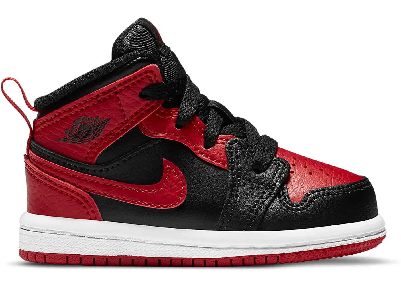Детские кроссовки с высокой посадкой Jordan 1 Mid Banned (2020) Jordan, Black/University Red-Black-White