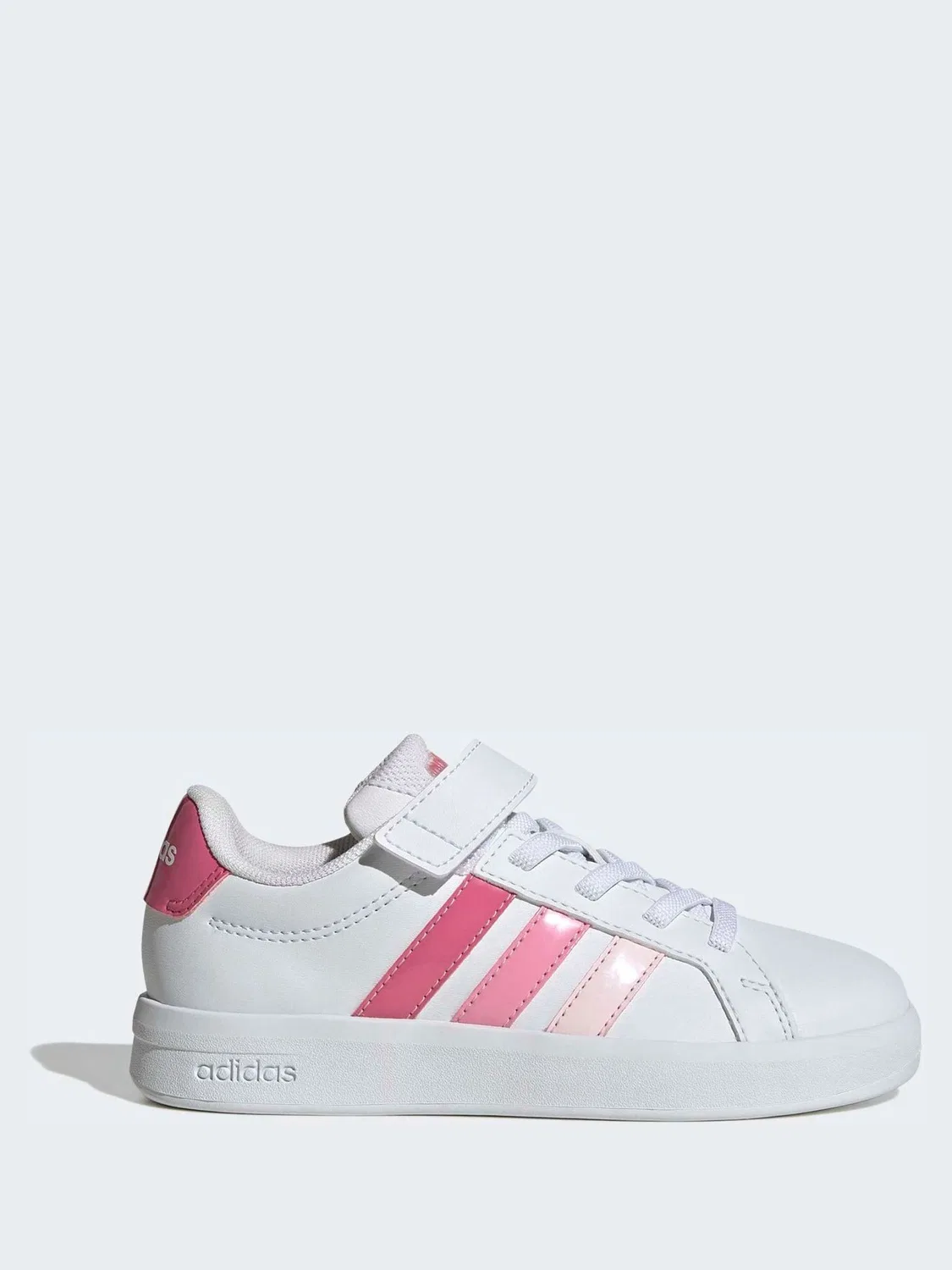 Кроссовки детские adidas Grand Court 3.0 Elastic Lace, бело-розовые