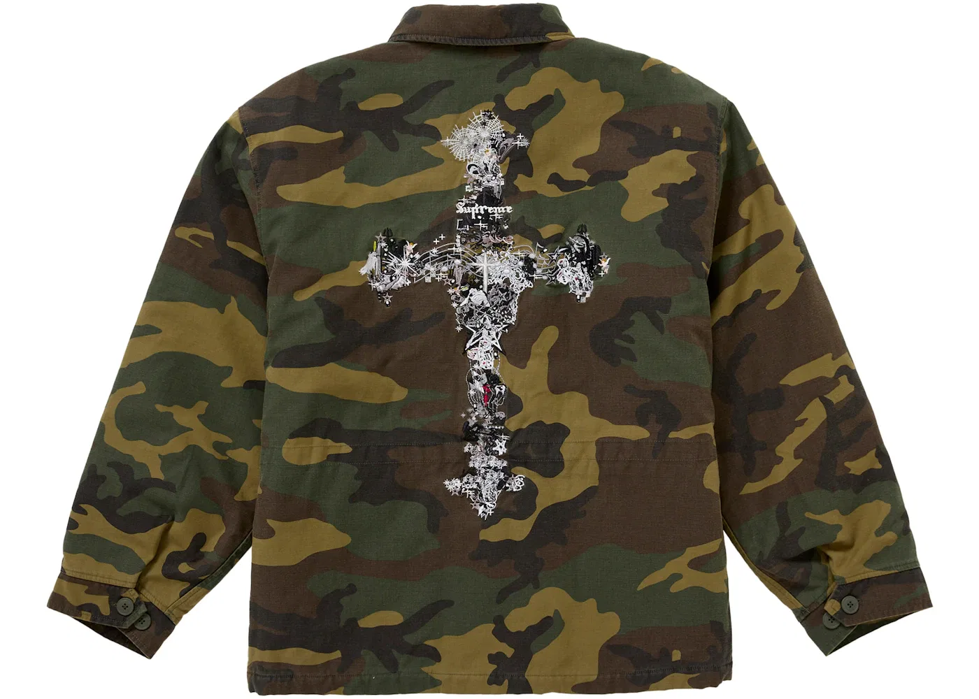Мужская куртка с камуфляжным принтом Supreme AOI Cross M52 Jacket Supreme, Woodland Camo — фото 3