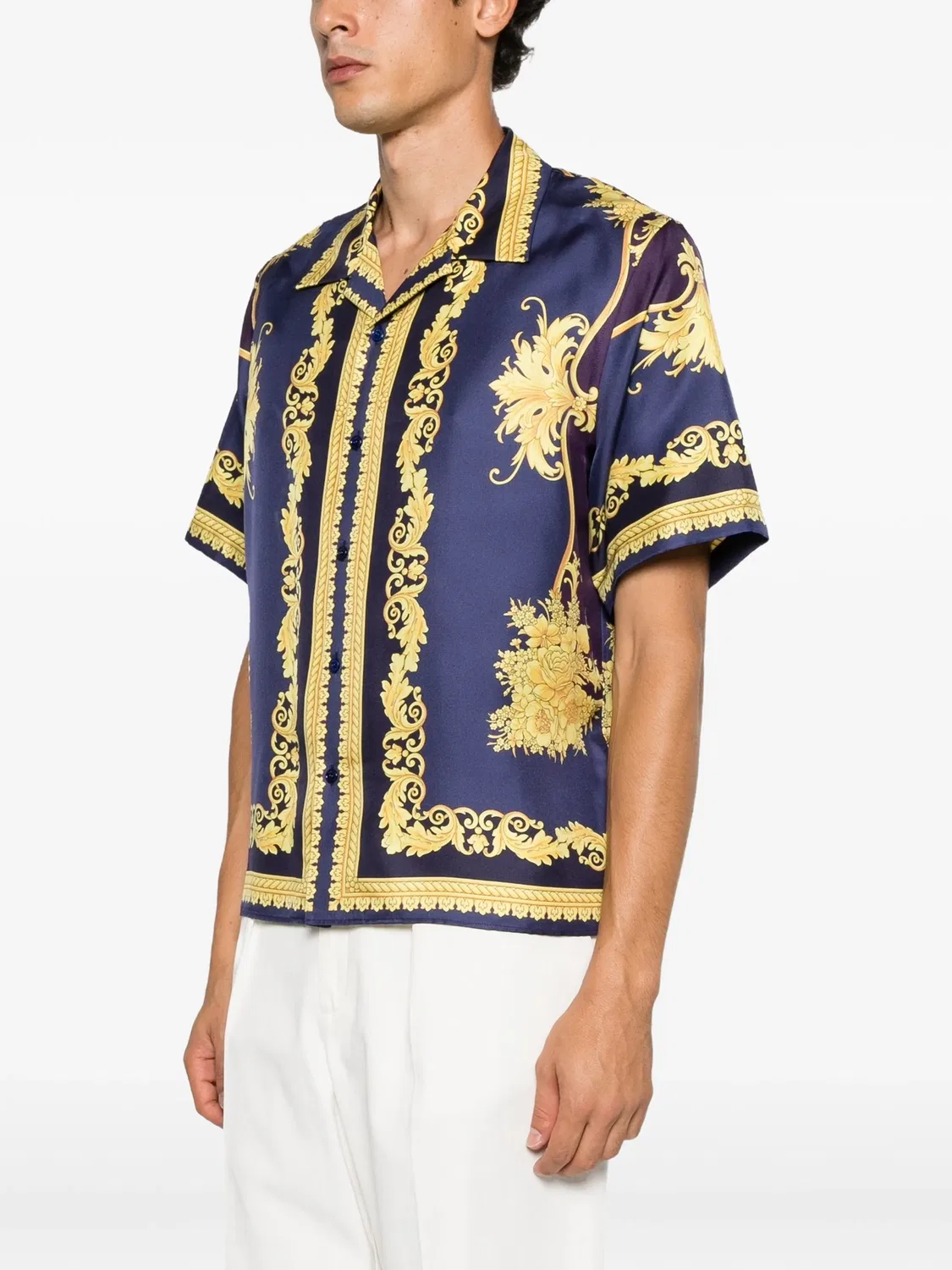 Рубашка шелковая Barocco Foulard Versace, фиолетовый — фото 4