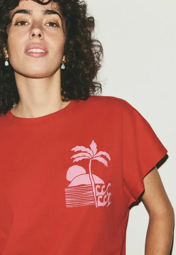 Пижамный комплект из хлопка Regular fit - short set - pyjama set Next, Red Palms, красный — фото 3