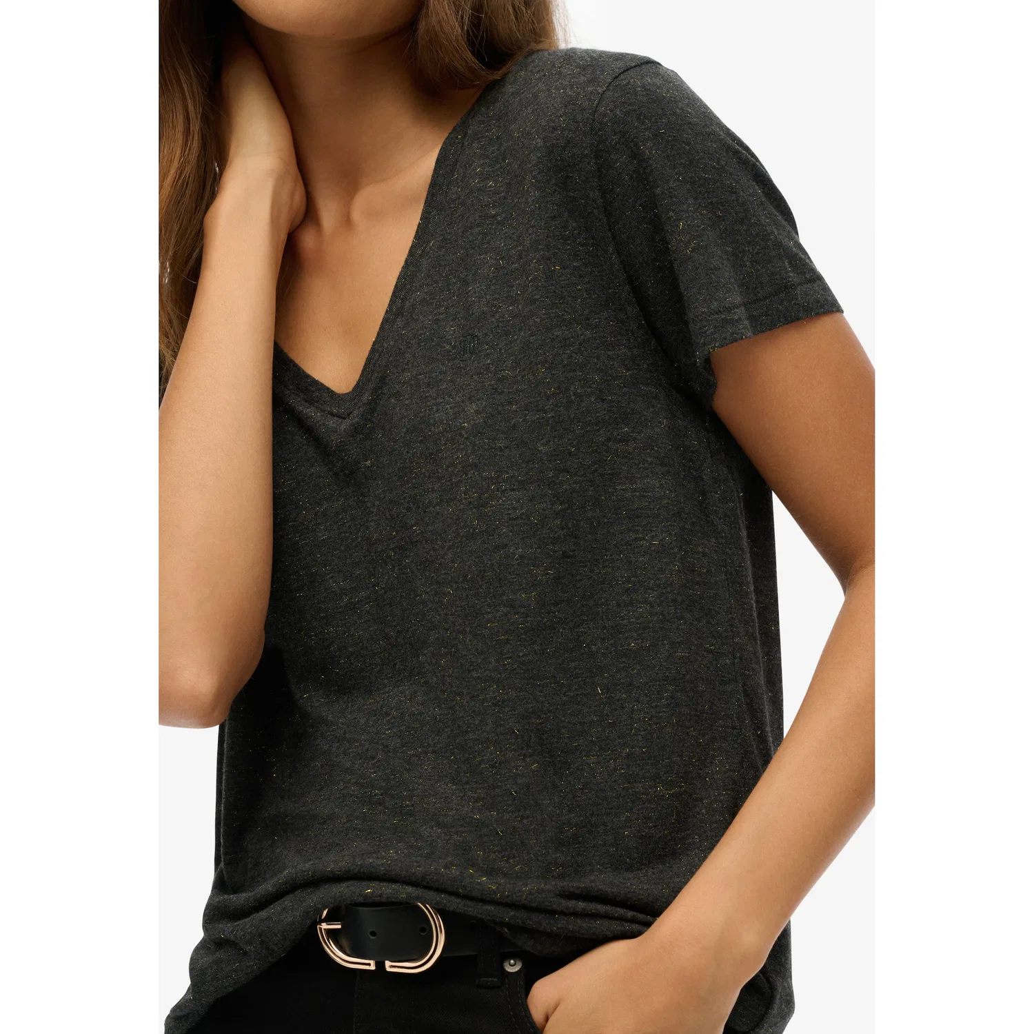 Женская футболка с V-образным вырезом Superdry, Black Metallic — фото 4