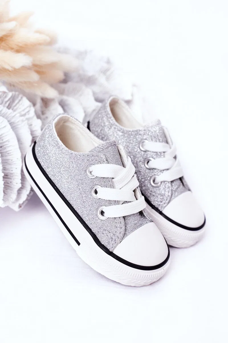 Детские кеды с блестками Bling-Bling-20 FR, Серебристый