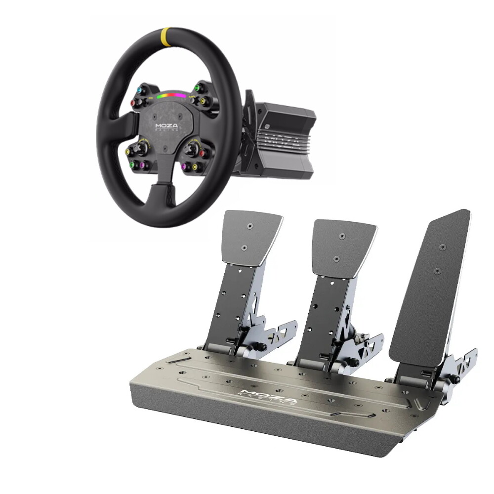 

Руль Moza R12, База руля + руль RS V2, черный + 3 педали SR-P, черный