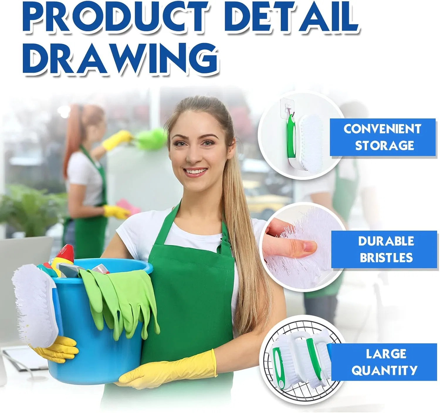 Щетка для уборки, Lallisa, 12 шт, 15x6.4x6 см, Grey Handle, Green Handle, Blue Handle — фото 3