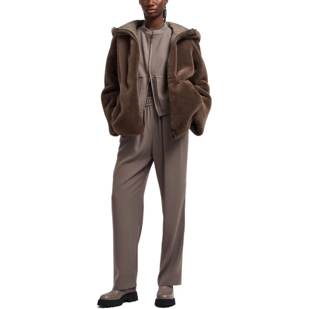 Женские брюки свободного кроя с высокой посадкой EMPORIO ARMANI, Brown — фото 2
