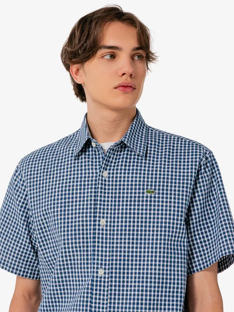 Рубашка с коротким рукавом Chambray LACOSTE, Navy — фото 2