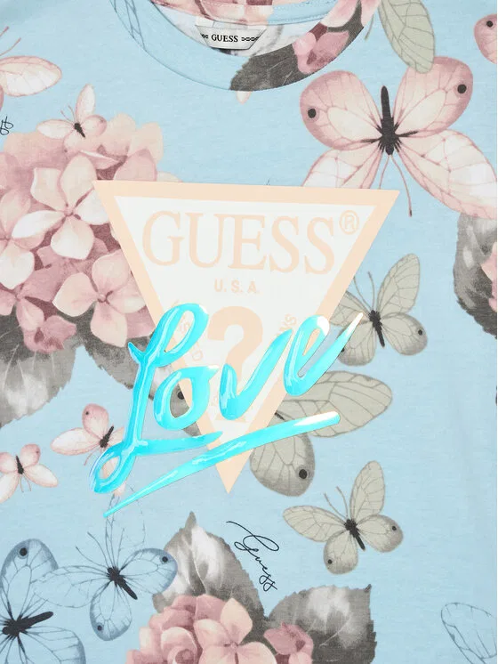 Футболка boxy fit Guess, светло-голубой — фото 3
