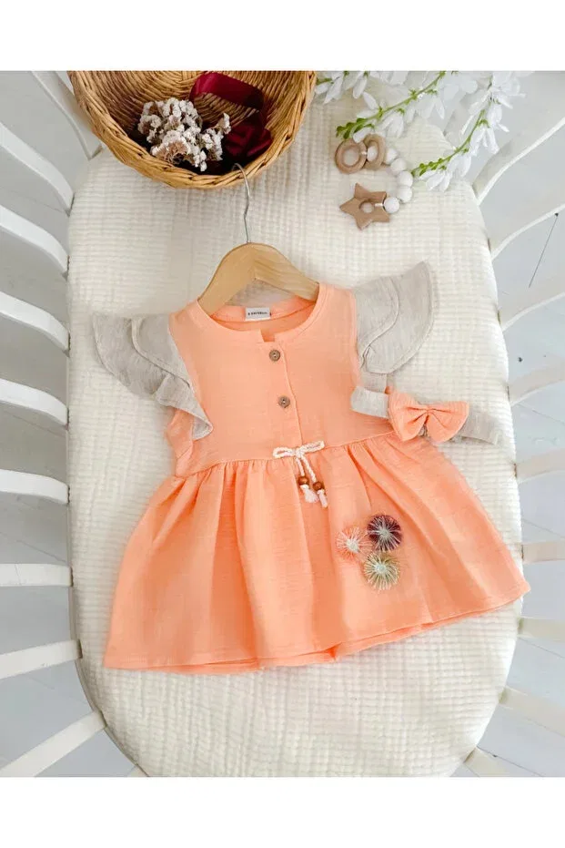 Детское платье для девочек хлопковое 3 floral detailed muslin summer baby girl dresses Hümabebe, Yavruagzı
